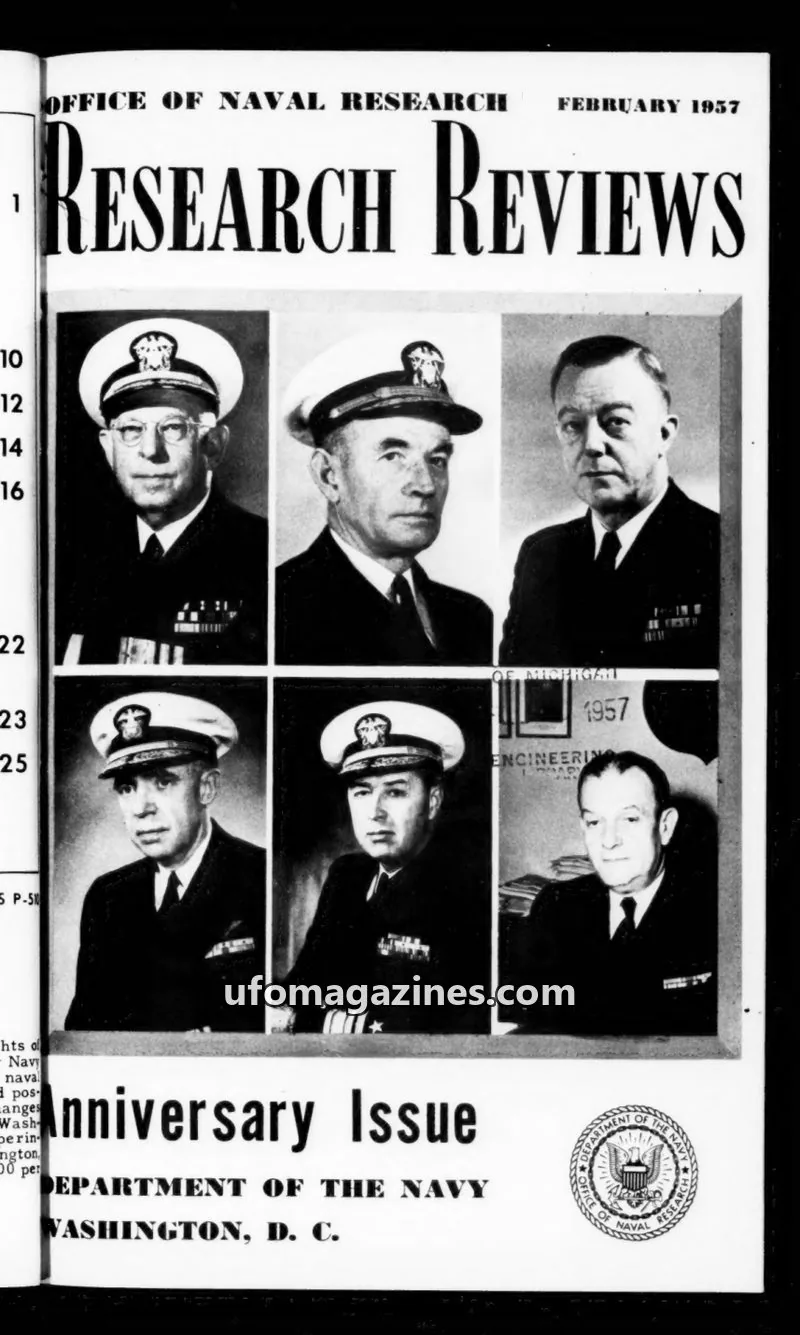 Cover of Research Reviews - Office of Naval Research issue February 1957: RESEARCH REVIEWS