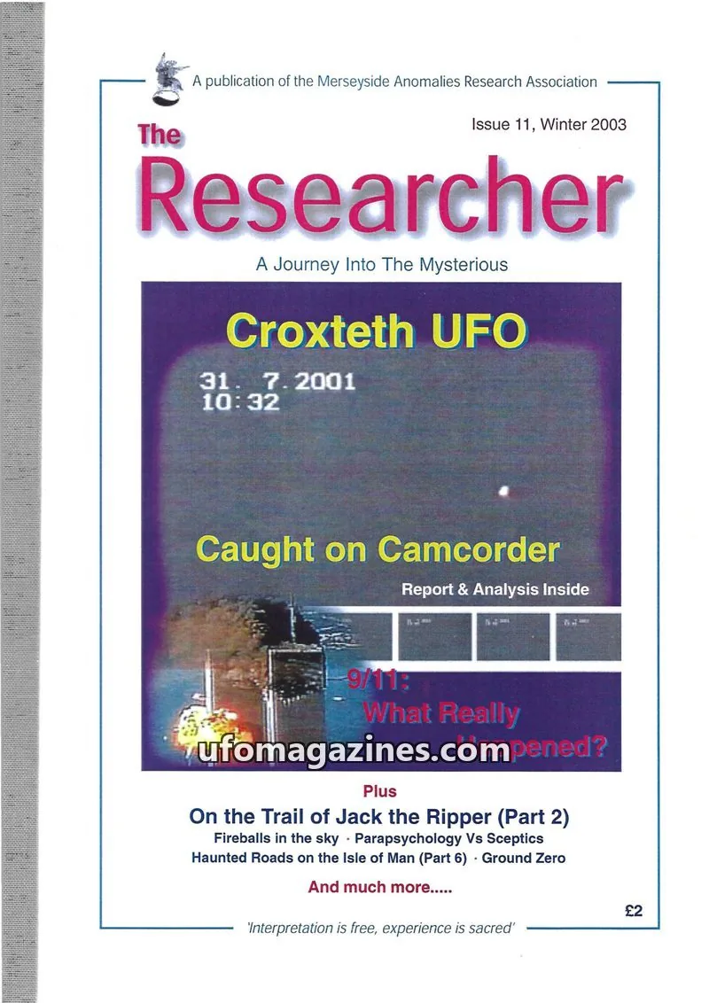 Cover of Merseyside Anomalies Research Association issue 11: The Researcher