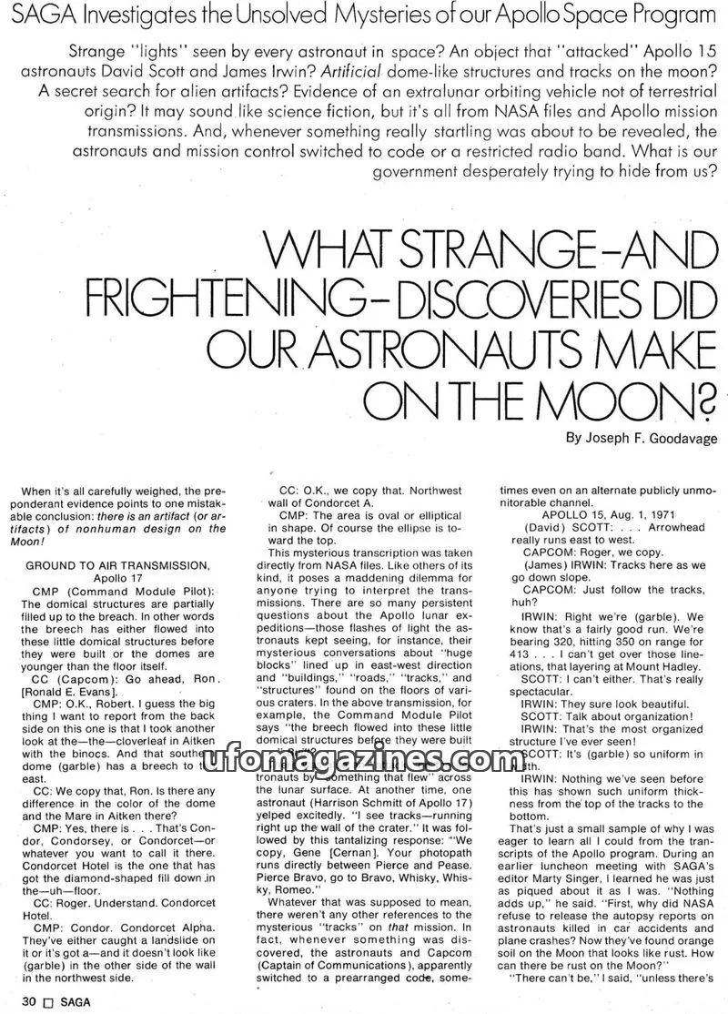 Cover of SAGA issue 30: SAGA Investigates the Unsolved Mysteries of our Apollo Space Program