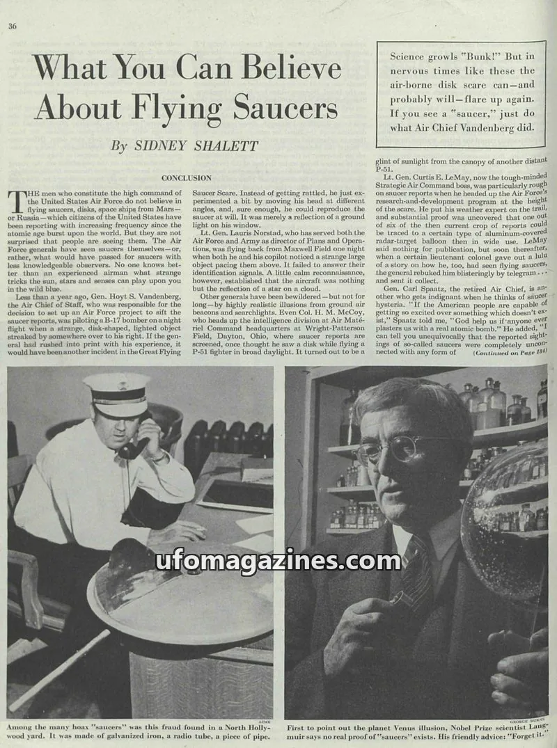 Cover of Saturday Evening Post issue May 7, 1949: What You Can Believe About Flying Saucers