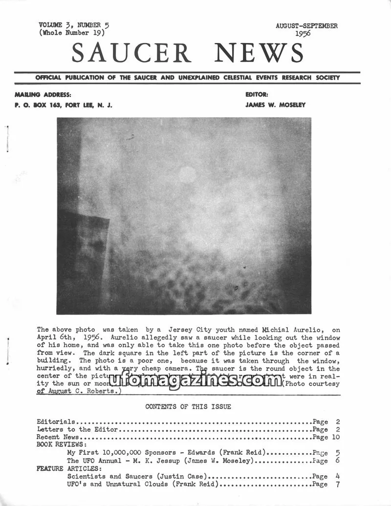 Cover of The Saucer and Unexplained Celestial Events Research Society (S.A.U.C.E.R.S.) issue 5: SAUCER NEWS