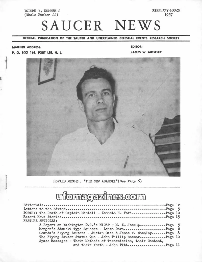 Cover of The Saucer and Unexplained Celestial Events Research Society issue VOLUME 4, NUMBER 2 (Whole Number 22): SAUCER NEWS