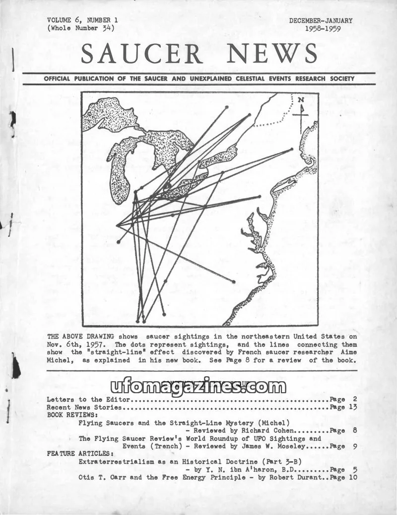 Cover of Saucer and Unexplained Celestial Events Research Society (S.A.U.C.E.R.S.) issue Volume 6, Number 1 (Whole Number 34): SAUCER NEWS