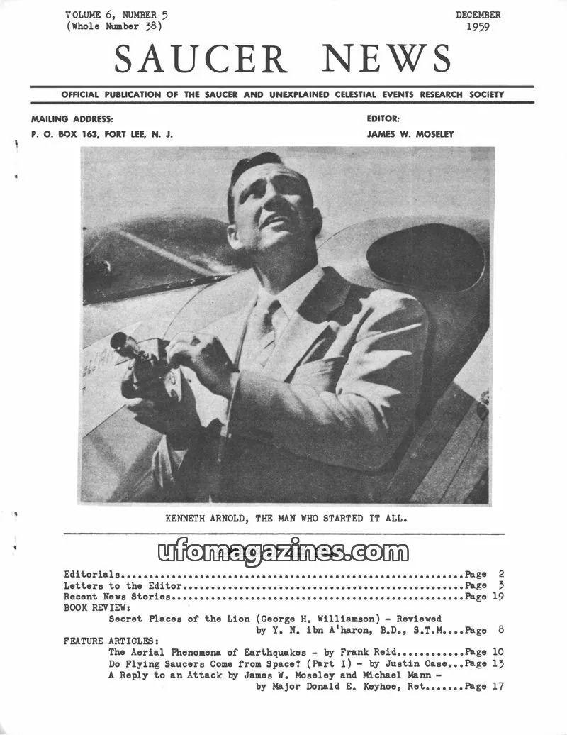 Cover of SAUCER AND UNEXPLAINED CELESTIAL EVENTS RESEARCH SOCIETY issue VOLUME 6, NUMBER 5 (Whole Number 38): SAUCER NEWS