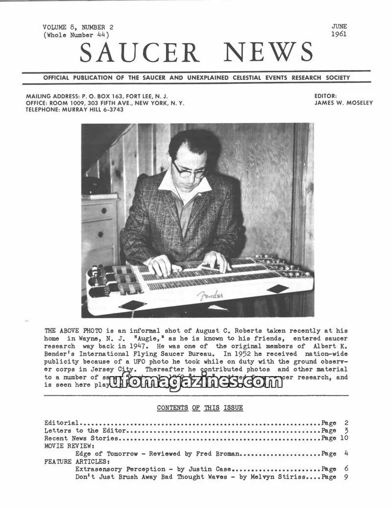 Cover of Saucer and Unexplained Celestial Events Research Society (S.A.U.C.E.R.S.) issue VOLUME 8, NUMBER 2 (Whole Number 44): SAUCER NEWS