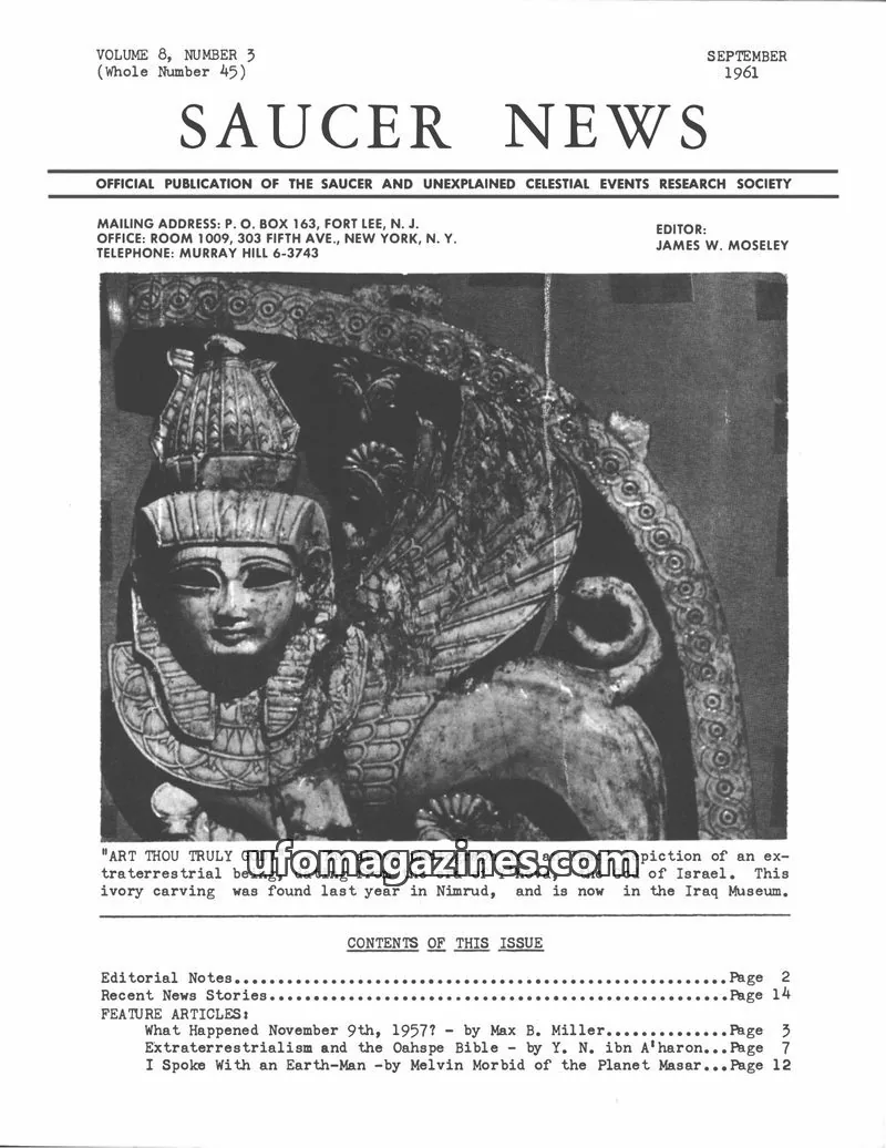 Cover of THE SAUCER AND UNEXPLAINED CELESTIAL EVENTS RESEARCH SOCIETY issue VOLUME 8, NUMBER 3 (Whole Number 45): SAUCER NEWS