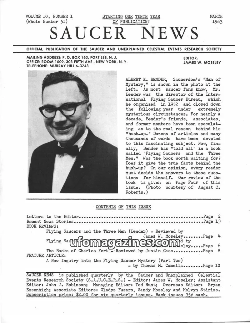 Cover of Saucer and Unexplained Celestial Events Research Society issue Volume 10, Number 1 (Whole Number 51): SAUCER NEWS