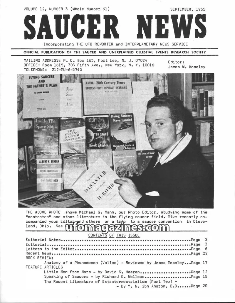 Cover of OFFICIAL PUBLICATION OF THE SAUCER AND UNEXPLAINED CELESTIAL EVENTS RESEARCH SOCIETY issue VOLUME 12, NUMBER 3 (Whole Number 61): SAUCER NEWS
