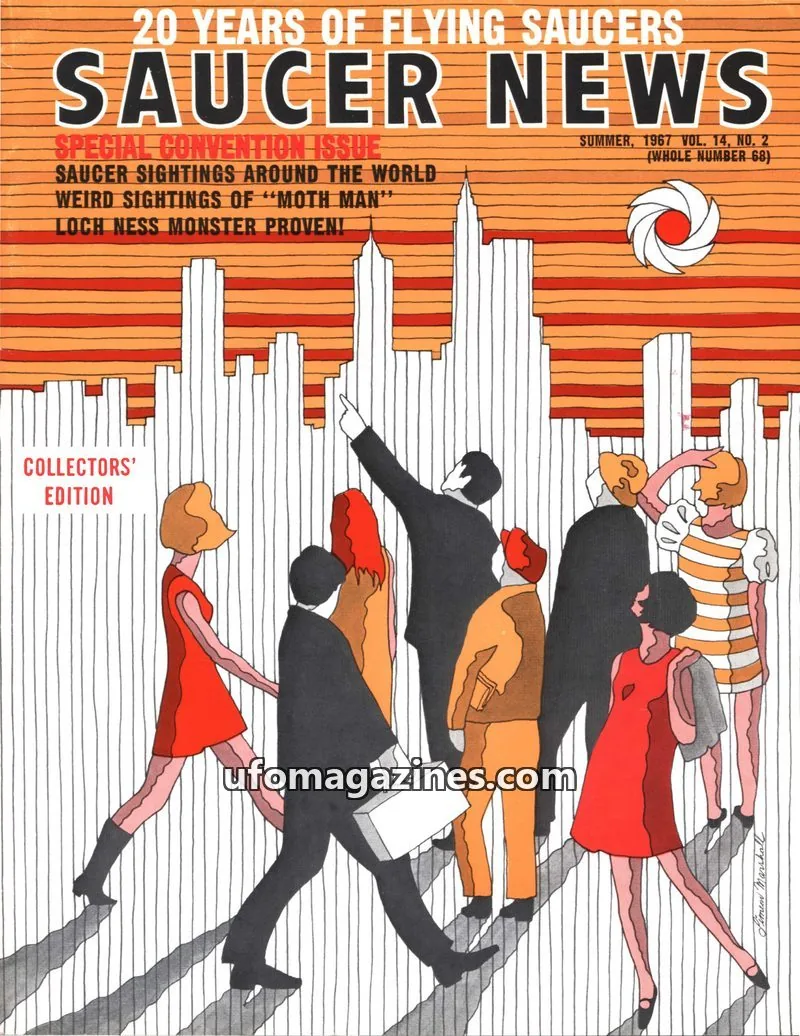 Cover of Saucer and Unexplained Celestial Events Research Society (S.A.U.C.E.R.S.) issue VOL. 14, NO. 2 (WHOLE NUMBER 68): SAUCER NEWS