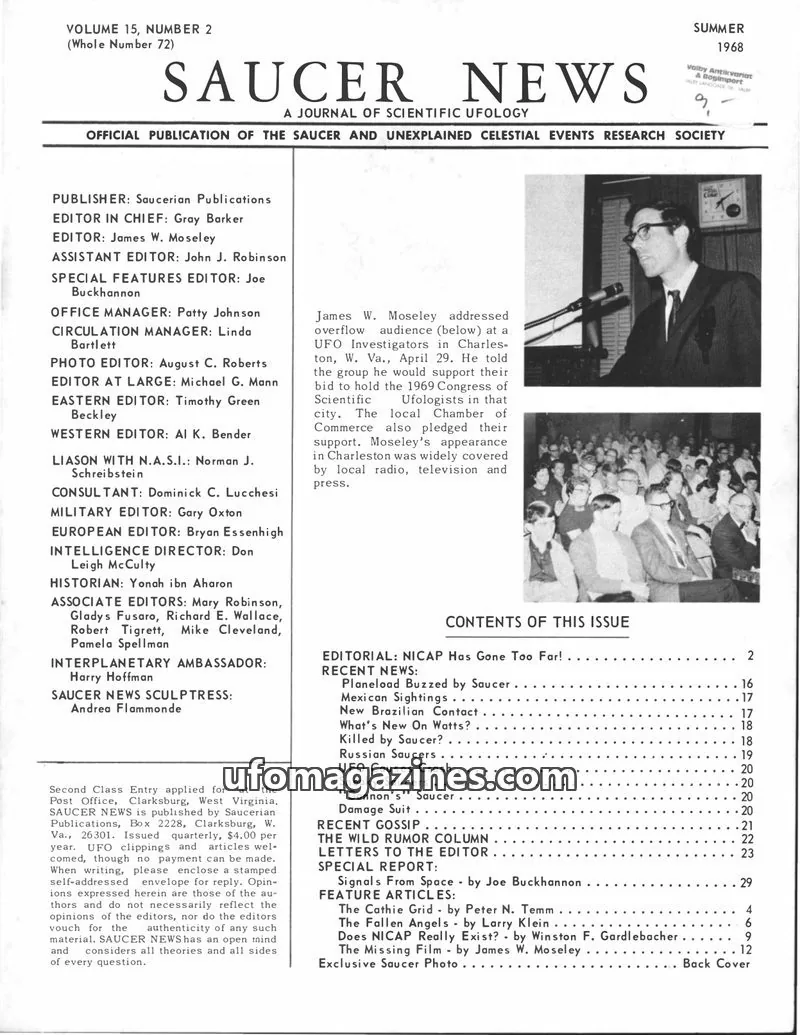 Cover of Saucerian Publications issue VOLUME 15, NUMBER 2 (Whole Number 72): SAUCER NEWS