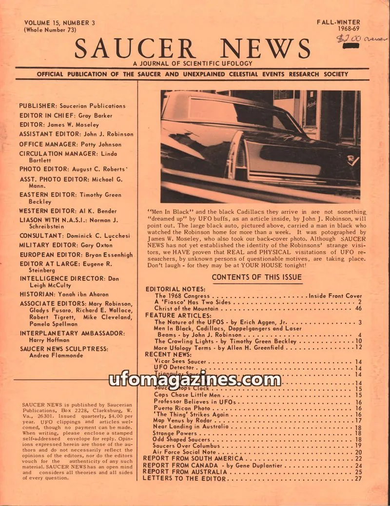 Cover of Saucerian Publications issue VOLUME 15, NUMBER 3 (Whole Number 73): SAUCER NEWS