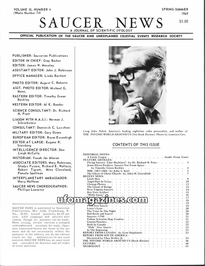Cover of Saucerian Publications issue VOLUME 16, NUMBER 4 (Whole Number 74): SAUCER NEWS