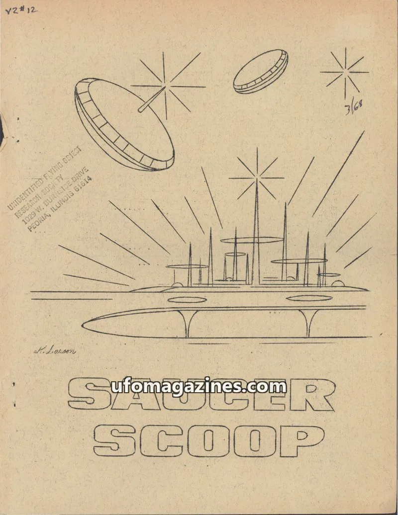 Cover of UNIDENTIFIED FLYING OBJECT RESEARCH SOCIETY issue 12: SAUCER SCOOP