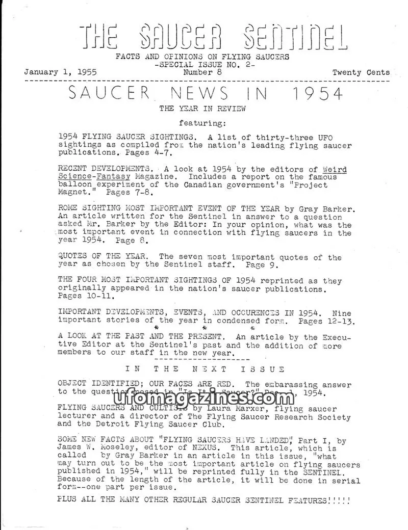 Cover of Olympic Publications issue Number 8: THE SAUCER SENTINEL