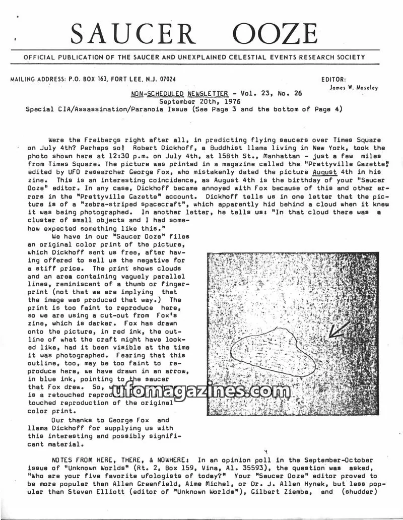 Cover of SAUCER AND UNEXPLAINED CELESTIAL EVENTS RESEARCH SOCIETY issue Vol. 23, No. 26: SAUCER OOZE