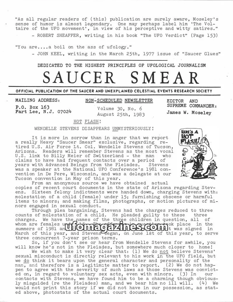 Cover of Saucer Smear (Jim Moseley) issue Volume 30, No. 6: SAUCER SMEAR