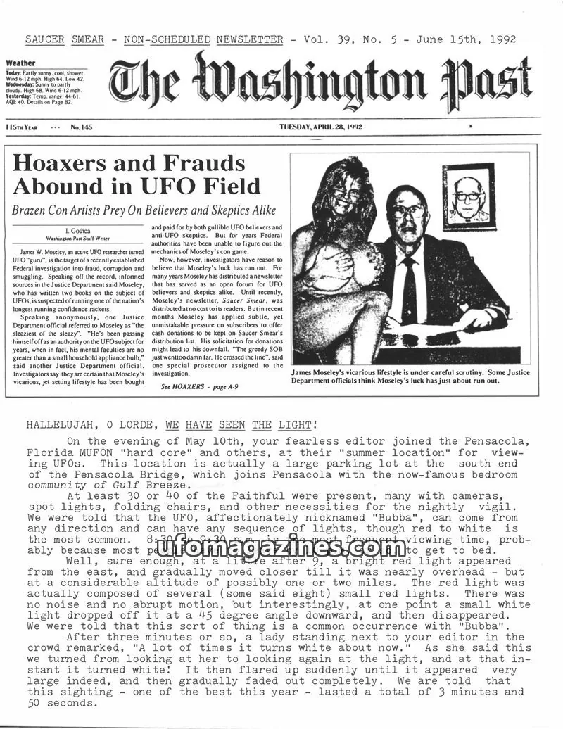 Cover of Saucer Smear (Jim Moseley) issue No. 145: The Washington Post