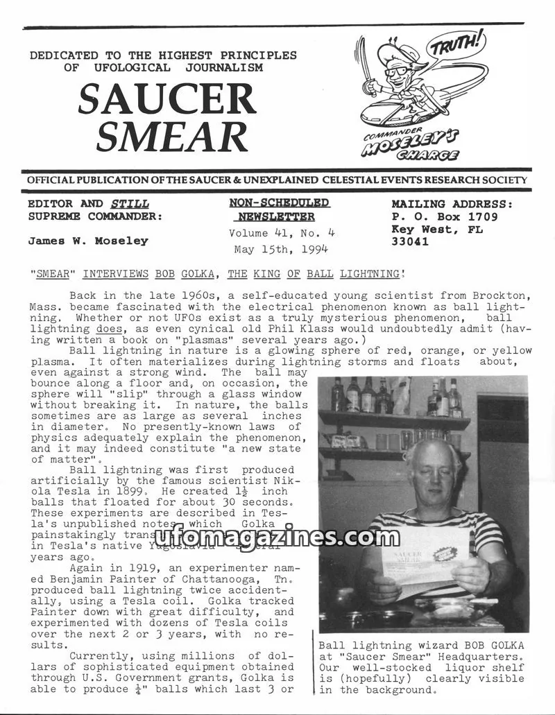 Cover of SAUCER & UNEXPLAINED CELESTIAL EVENTS RESEARCH SOCIETY issue No. 4: SAUCER SMEAR