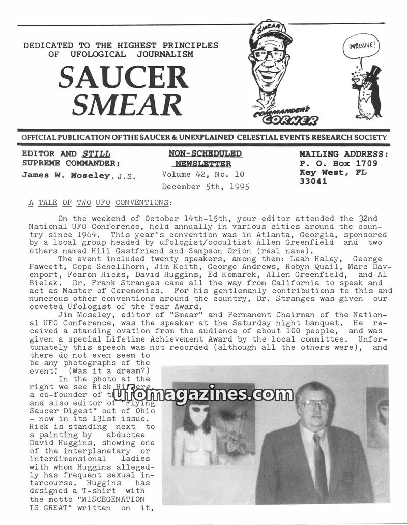 Cover of Saucer Smear (Jim Moseley) issue Volume 42, No. 10: SAUCER SMEAR