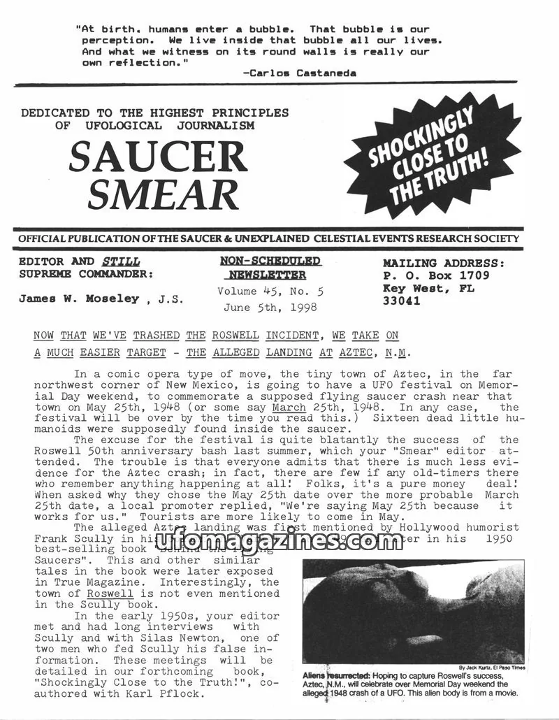 Cover of THE SAUCER & UNEXPLAINED CELESTIAL EVENTS RESEARCH SOCIETY issue Volume 45, No. 5: SAUCER SMEAR