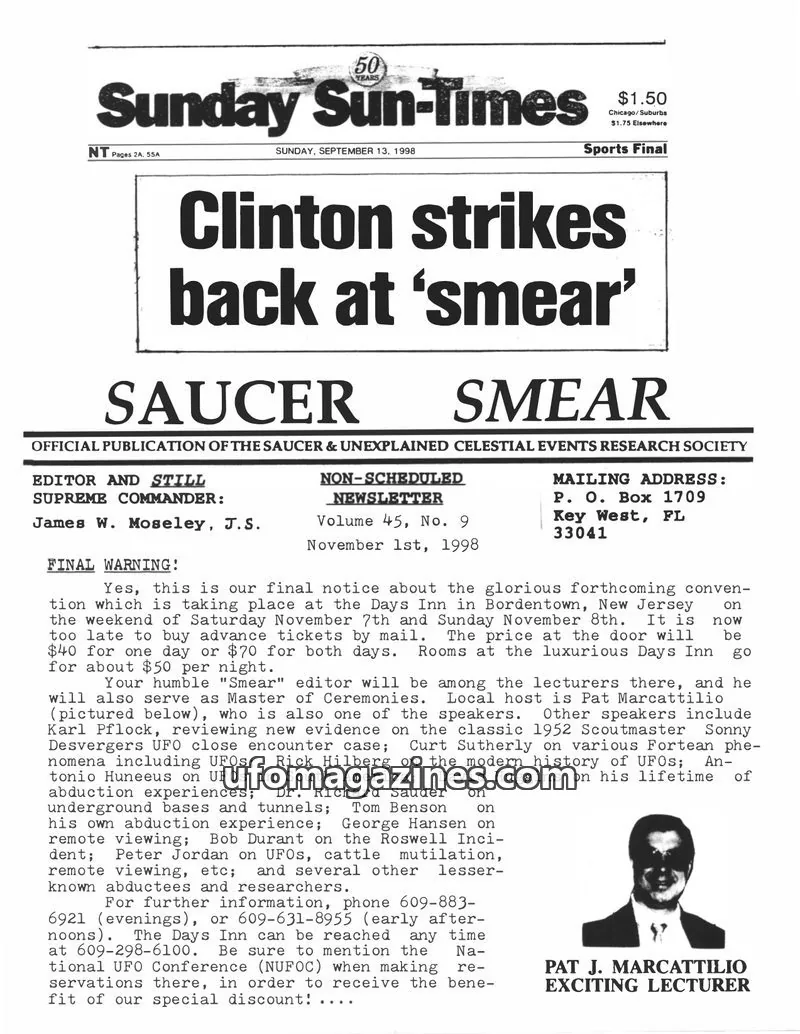 Cover of Saucer Smear (Jim Moseley) issue No. 9: Sunday Sun-Times