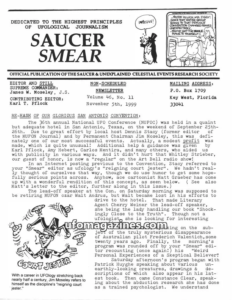 Cover of SAUCER & UNEXPLAINED CELESTIAL EVENTS RESEARCH SOCIETY issue Volume 46, No. 11: SAUCER SMEAR
