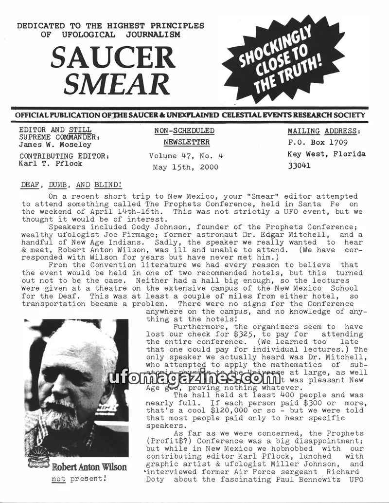 Cover of SAUCER & UNEXPLAINED CELESTIAL EVENTS RESEARCH SOCIETY issue Volume 47, No. 4: SAUCER SMEAR