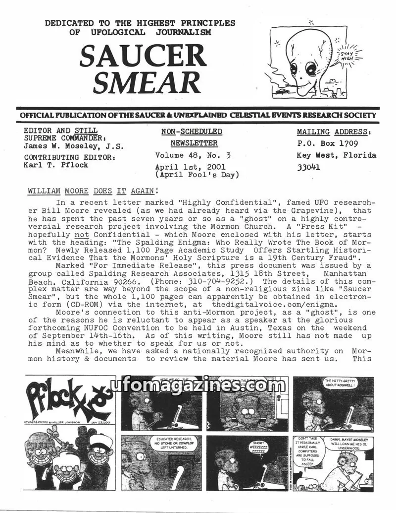 Cover of SAUCER & UNEXPLAINED CELESTIAL EVENTS RESEARCH SOCIETY issue Volume 48, No. 3: SAUCER SMEAR