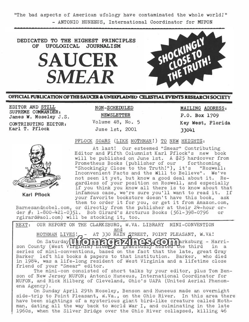 Cover of Saucer & Unexplained Celestial Events Research Society issue 48, No. 5: Saucer Smear