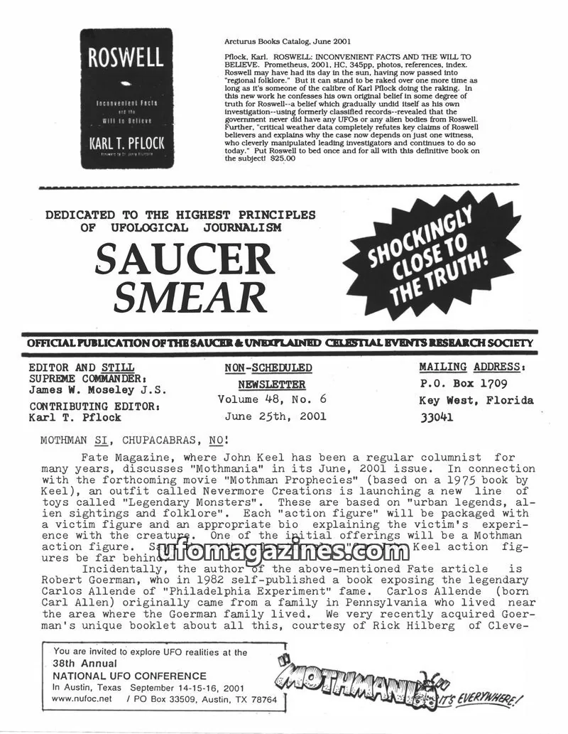 Cover of OFFICIAL PUBLICATION OF THE SAUCER & UNEXPLAINED CELESTIAL EVENTS RESEARCH SOCIETY issue Volume 48, No. 6: SAUCER SMEAR