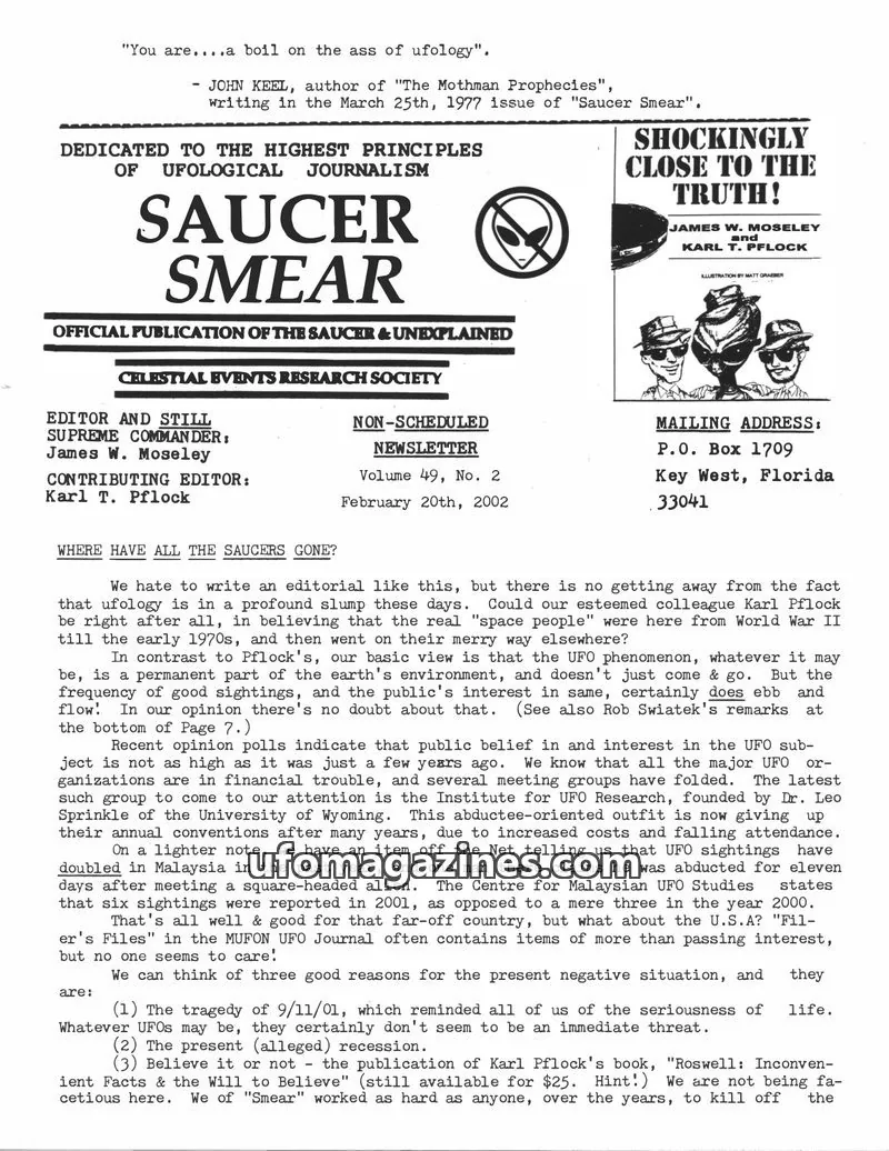 Cover of CELESTIAL EVENTS RESEARCH SOCIETY issue Volume 49, No. 2: SAUCER SMEAR