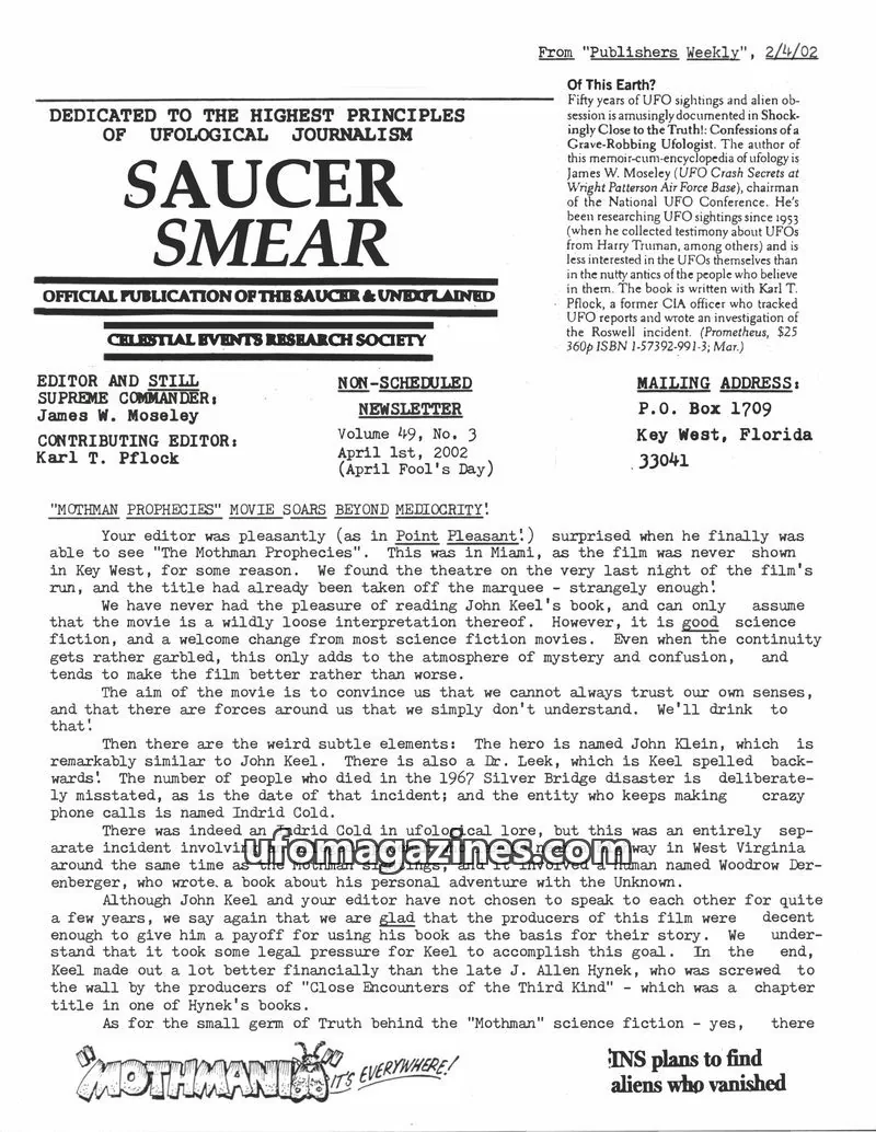 Cover of CELESTIAL EVENTS RESEARCH SOCIETY issue Volume 49, No. 3: SAUCER SMEAR