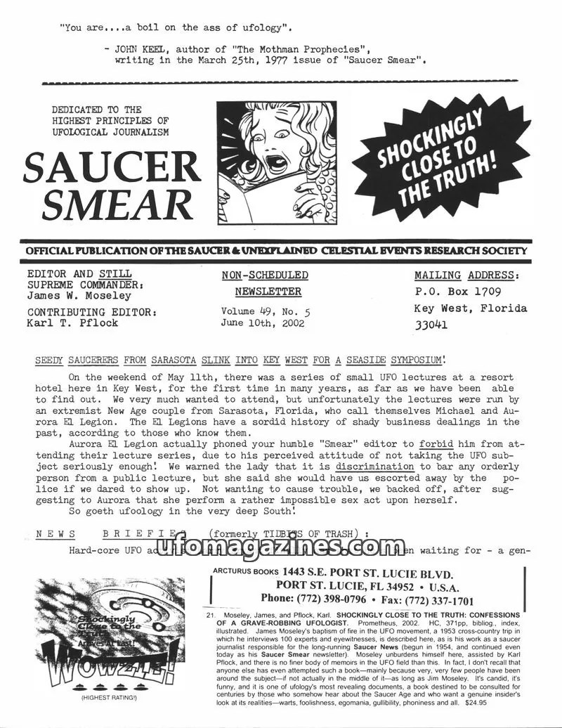 Cover of SAUCER & UNEXPLAINED CELESTIAL EVENTS RESEARCH SOCIETY issue Volume 49, No. 5: SAUCER SMEAR