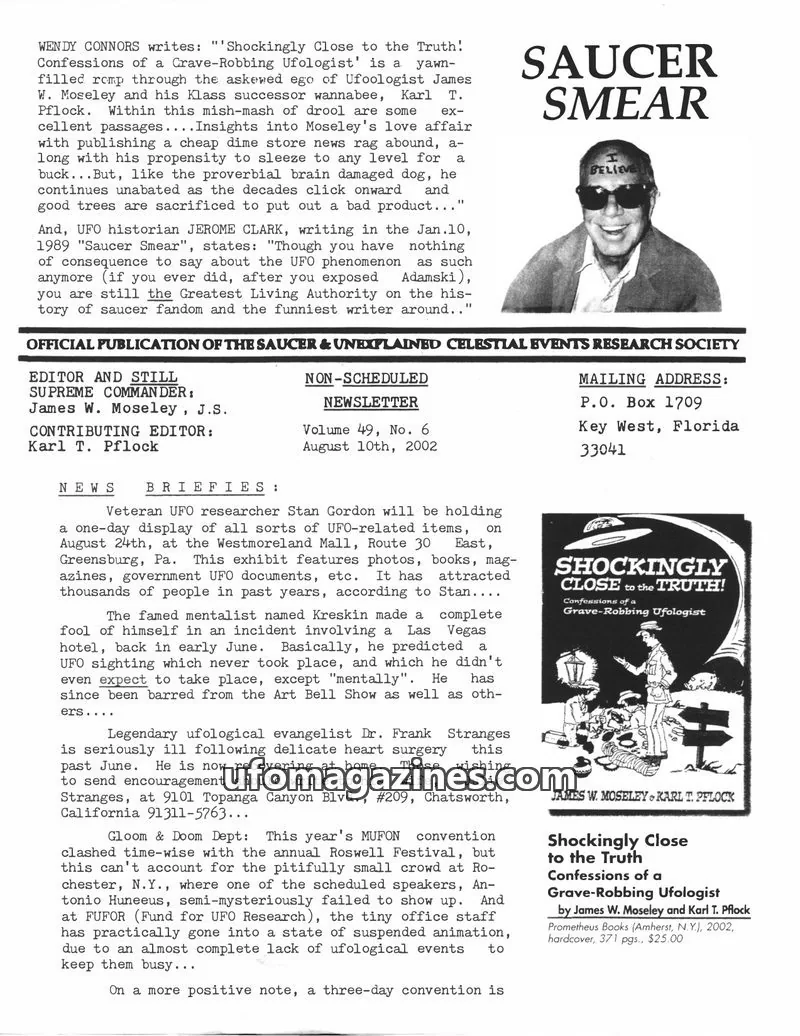 Cover of Saucer Smear (Jim Moseley) issue Volume 49, No. 6: SAUCER SMEAR