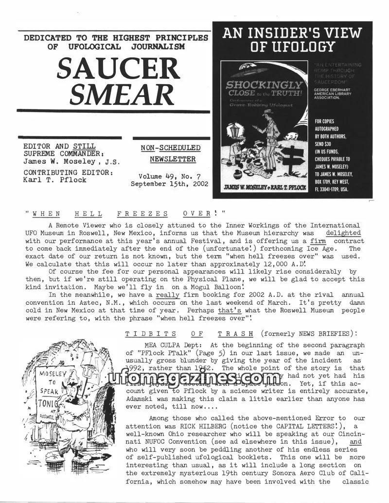 Cover of Saucer Smear (Jim Moseley) issue Volume 49, No. 7: SAUCER SMEAR