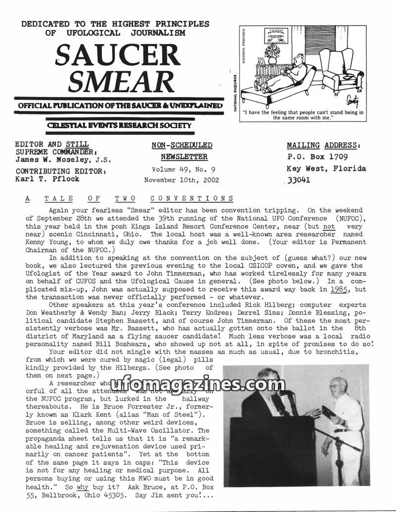 Cover of CELESTIAL EVENTS RESEARCH SOCIETY issue Volume 49, No. 9: SAUCER SMEAR