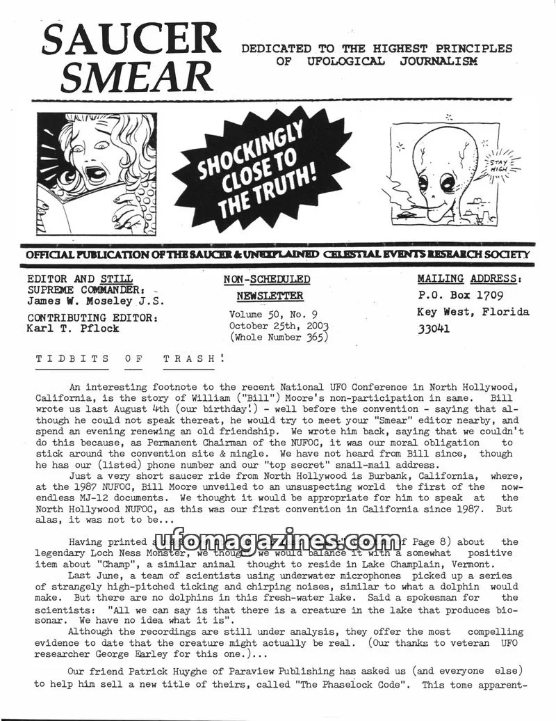 Cover of SAUCER & UNEXPLAINED CELESTIAL EVENTS RESEARCH SOCIETY issue No. 9: SAUCER SMEAR
