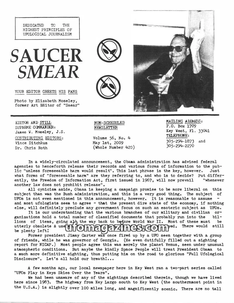 Cover of Saucer Smear (Jim Moseley) issue Volume 56, No. 4: SAUCER SMEAR