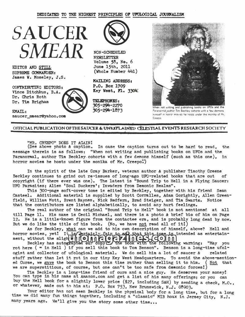 Cover of Saucer Smear (Jim Moseley) issue Volume 58, No. 6: SAUCER SMEAR