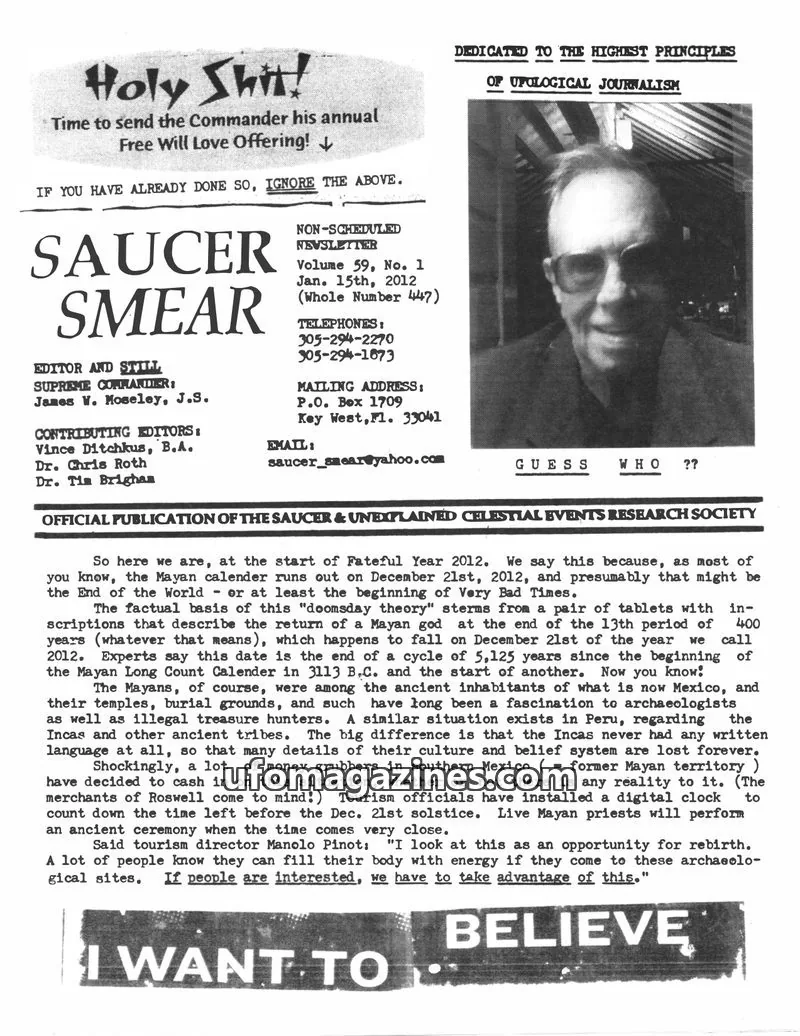Cover of Saucer Smear (Jim Moseley) issue 1: SAUCER SMEAR