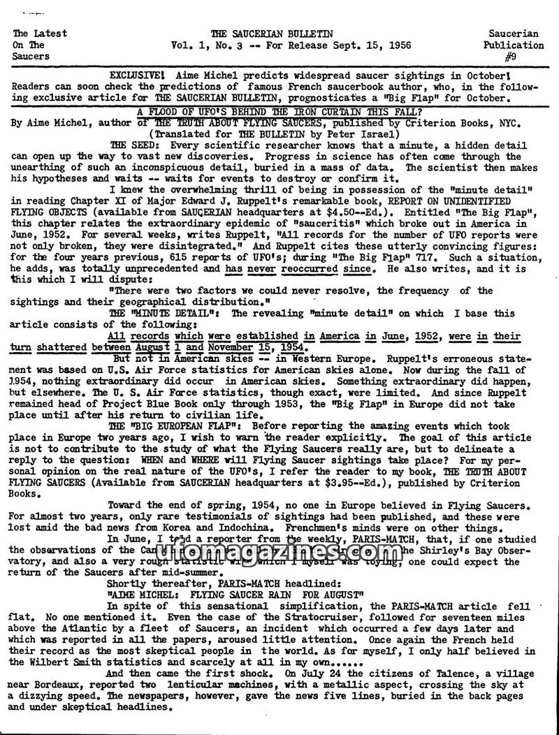 Cover of Saucerian Bulletin issue Vol. 1, No. 3: THE SAUCERIAN BULLETIN