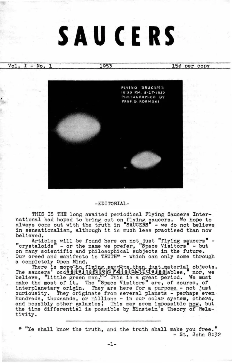 Cover of Saucers (Max B Miller) issue No. 1: SAUCERS