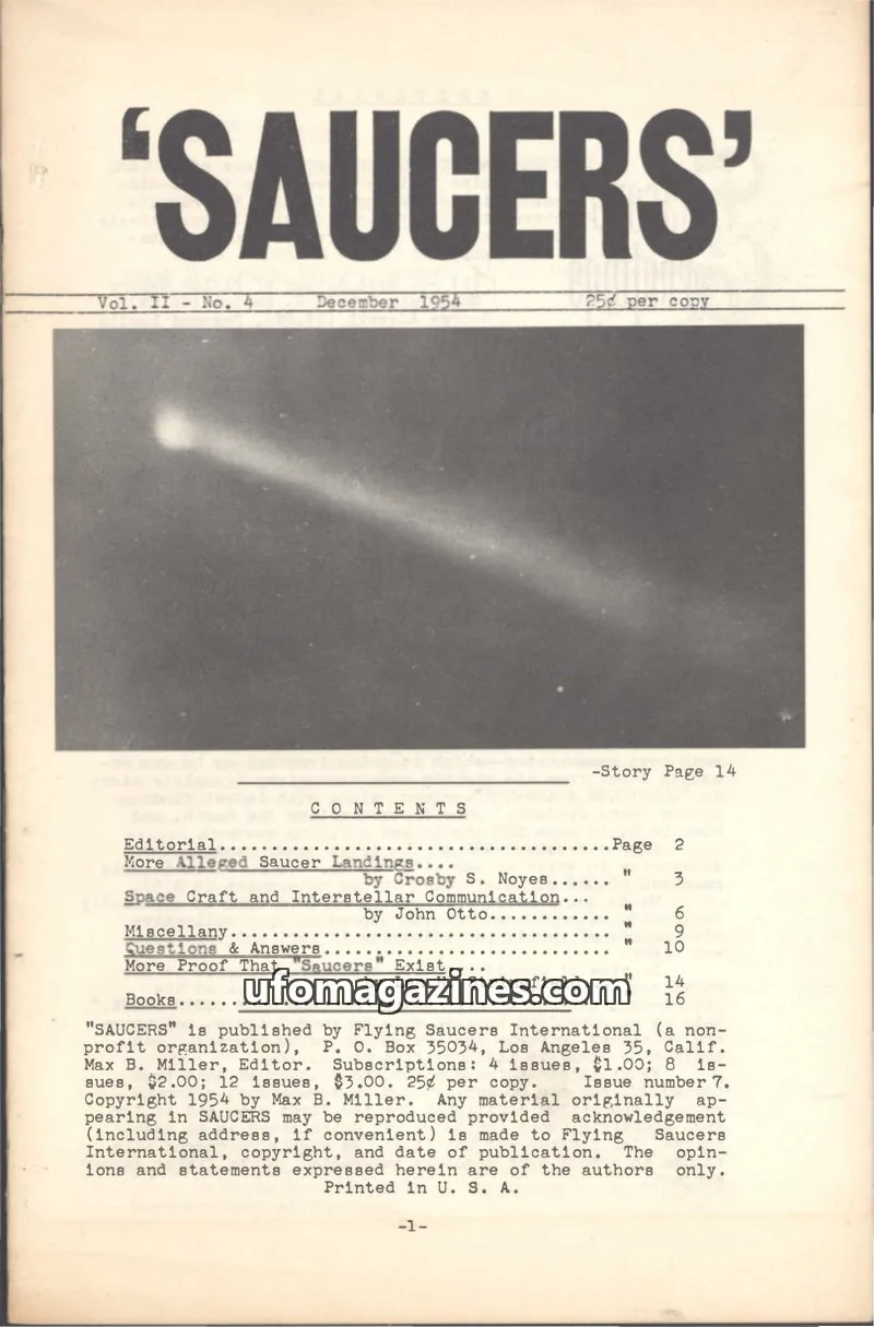 Cover of Saucers (Max B Miller) issue No. 4: 'SAUCERS'