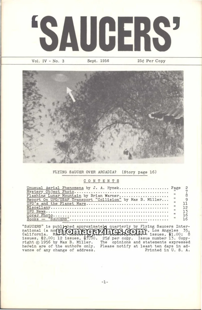Cover of Saucers (Max B Miller) issue No. 3: 'SAUCERS'