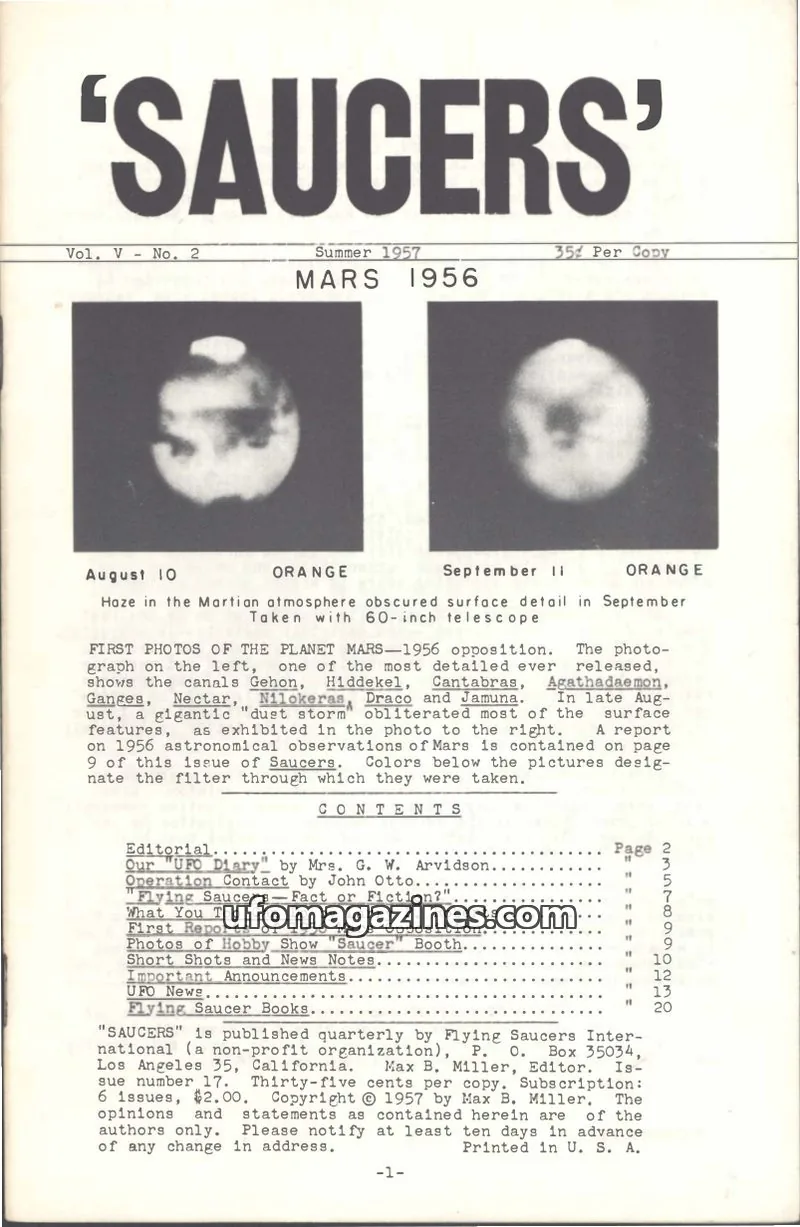 Cover of Saucers (Max B Miller) issue Vol. V No. 2: 'SAUCERS'