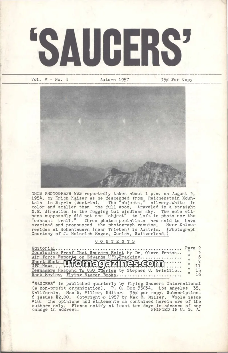 Cover of Saucers (Max B Miller) issue No. 3: 'SAUCERS'
