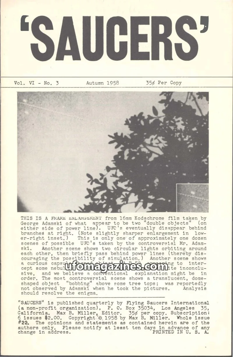Cover of Saucers (Max B Miller) issue No. 3: 'SAUCERS'
