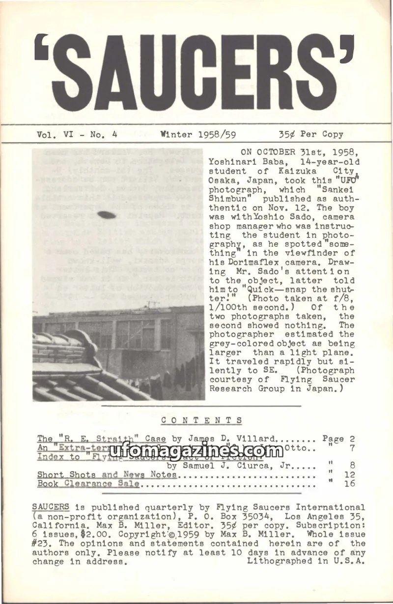 Cover of Saucers (Max B Miller) issue Vol. VI No. 4: 'SAUCERS'