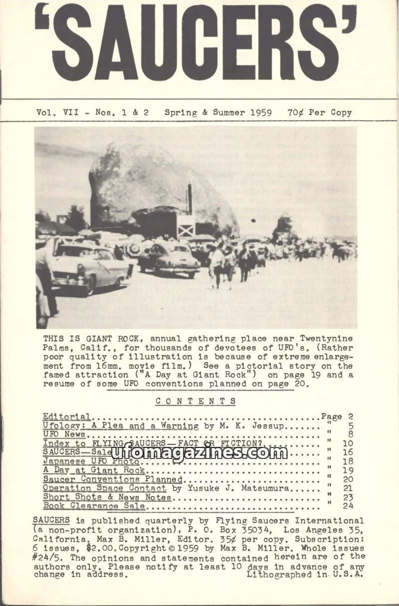 Cover of Saucers (Max B Miller) issue Nos. 1 & 2: 'SAUCERS'