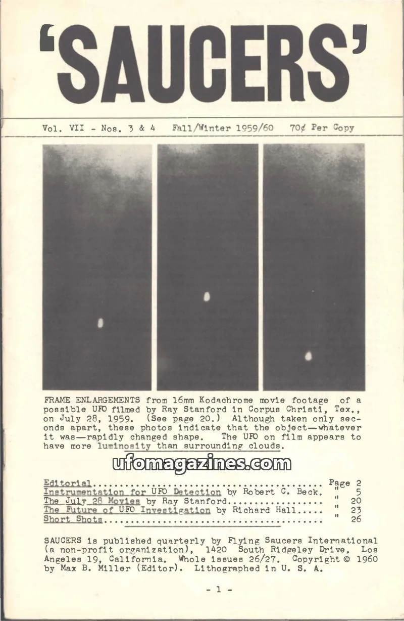 Cover of Saucers (Max B Miller) issue Nos. 3 & 4: 'SAUCERS'